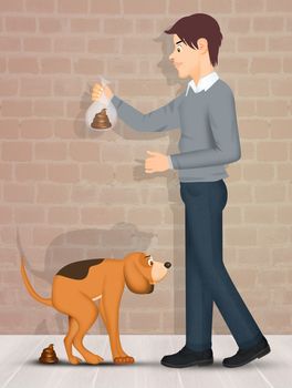 illustration of pick up dog poop