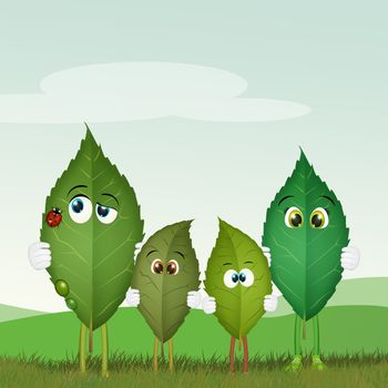 illustration of leaves family in the grass