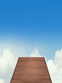 illustration of wooden jetty in the sky