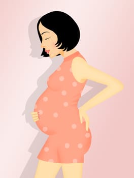 illustration of happy woman will become mom