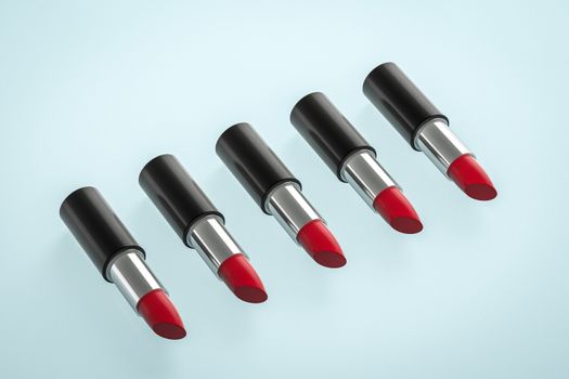 Lipstick with light color background, product photography, 3d rendering. Computer digital background.