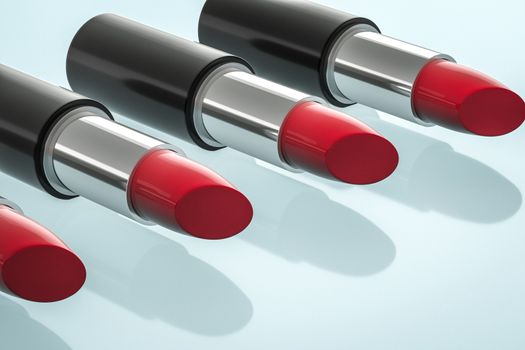 Lipstick with light color background, product photography, 3d rendering. Computer digital background.