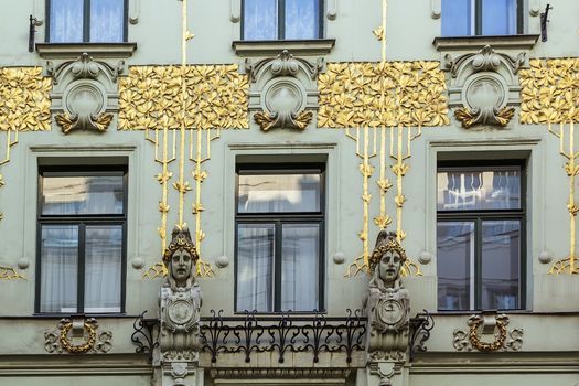 beautiful Art Nouveau building in the heart of Vienna, Austria