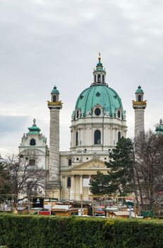 Karlskirche  (St. Charles Church) has garnered fame due to its dome and its two flanking columns of bas-reliefs, Vienna