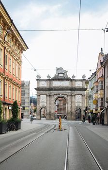 Street in Innsbruck with Triumphal Arch, Austria