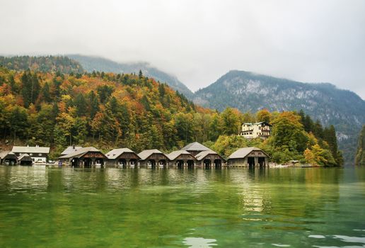 The Konigssee is a natural lake surrounded by high mountains in the extreme southeast of Bavaria, near the border with Austria, Germany