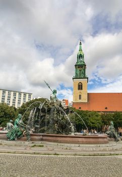 The Neptune Fountain in Berlin was built in 1891 and was designed by Reinhold Begas
