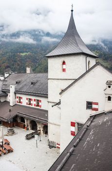 Hohenwerfen Castle stands high above the Austrian town of Werfen in the Salzach valley, approximately 40 km south of Salzburg.