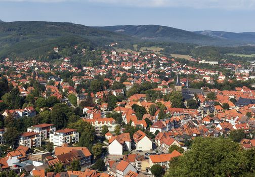 View from Wernigerode Castle to the Wernigerode town, Germany 