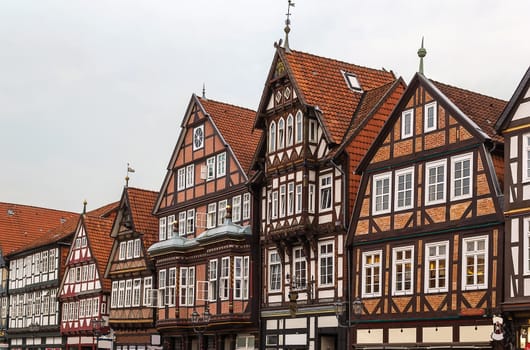 The street with historical half-timbered houses in the old city of Celle, Germany