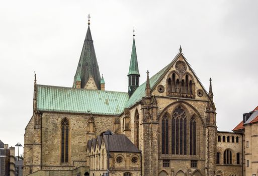 Catholic Paderborn Cathedral  is mainly of the 13th century. The western tower of the 12th century is 93 m high. 