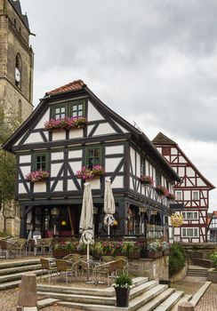 the picturesque market square in Wolfhagen city, Germany