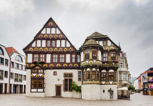 Street with picturesque half-timbered houses in Hoxter, Germany