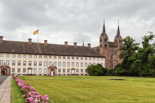 Imperial Abbey of Corvey was one of the most privileged Carolingian monastic sanctuaries in the ninth century Duchy of Saxony