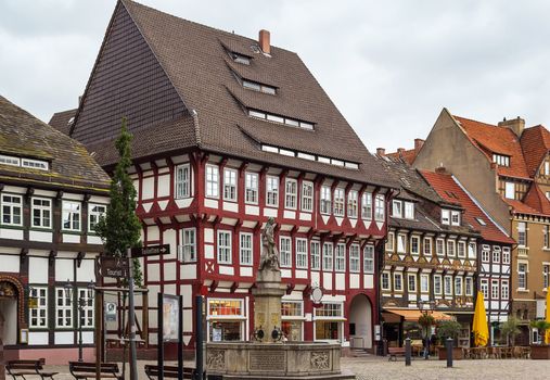 Ancient half-timbered houses on Market square in the downtown Einbeck, Germany