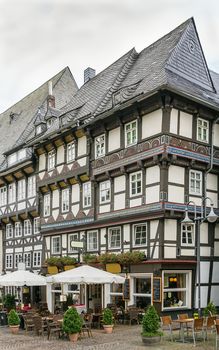 the old picturesque houses on the market square in Goslar, Germany