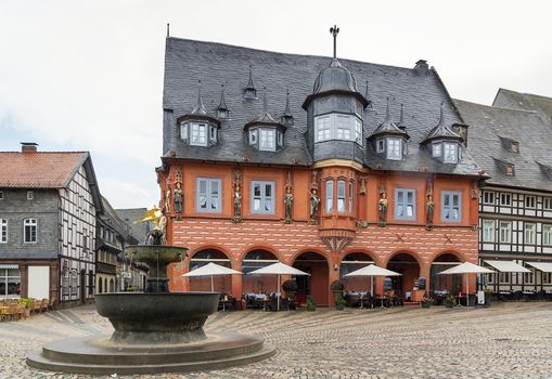 the old picturesque houses on the market square in Goslar, Germany