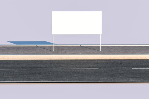 3d rendering, advertising billboard on the side of road. Computer digital image.