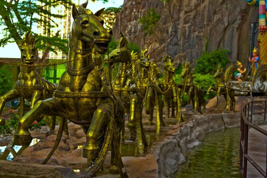 golden horses in Batu Caves Gombak Selangor Malaysia