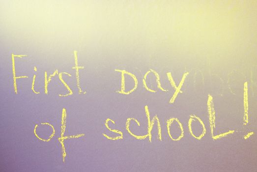 First day at school writing on the Board.