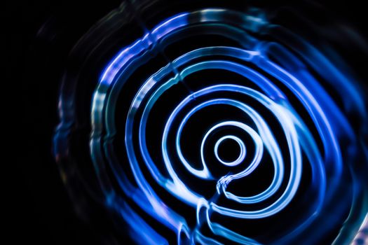 Sound waves in the visible blue color in the dark
