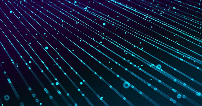 Abstract big data futuristic light wallpaper background design. Science dark pattern with structure mesh and circles. Modern business space dots illustration. 3D render