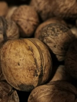 walnuts, group of nuts - close up photo of healthy food