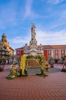 Virgin Mary & St John of Nepomuk Monument on the Liberty Square Victory Square (Piata Libertatii), Timisoara, Romania