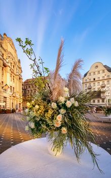 Bouquet on the Victory Square (Piata Victoriei) in Timisoara, Romania