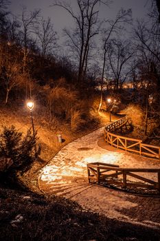 Petrin park at night, prague, czech republic