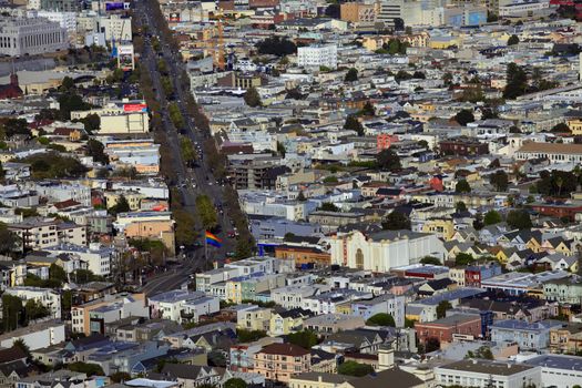 Top view with twin peaks on San Francisco 