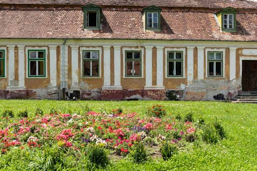 Detail from outdoor garden of the old Palace Brukenthal Avrig in Romania.