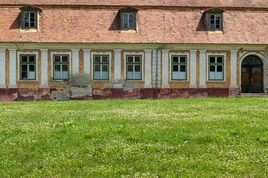 Detail from outdoor garden of the old Palace Brukenthal Avrig in Romania.