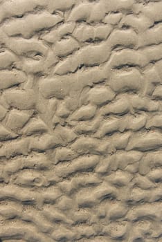 Wavy pattern of the sandy ocean floor at low tide.