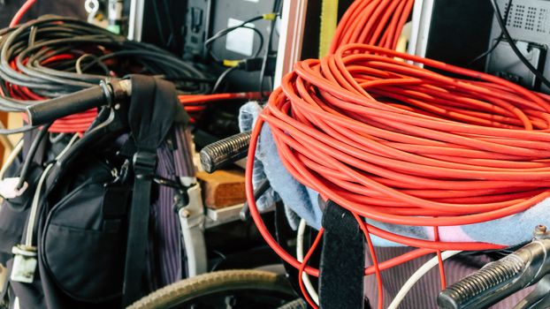 Detail of filming crew equipment