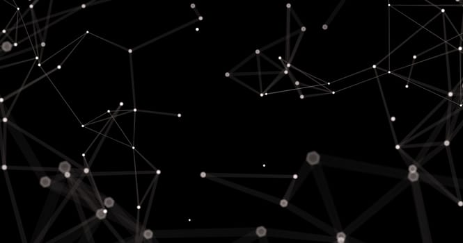 Abstract futuristic light wallpaper background design. Science dark pattern with structure mesh and lines. Modern business space triangular illustration 3D render