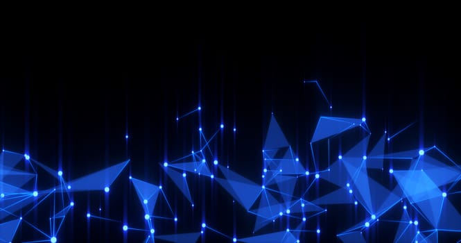 Abstract futuristic light wallpaper background design. Science dark pattern with structure mesh and lines. Modern business space triangular illustration 3D render