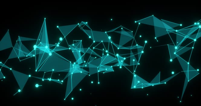 Abstract futuristic light wallpaper background design. Science dark pattern with structure mesh and lines. Modern business space triangular illustration 3D render