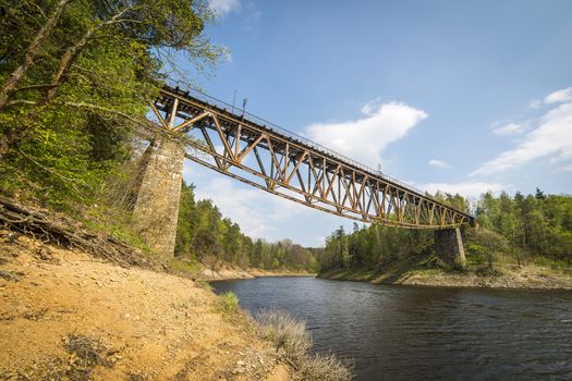 Old railroad bridge on Pilchowice Lake, Poland