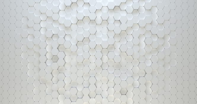 Abstract technological hexagonal background. 3d rendering. Geometric pattern. Graphic design elementfor wallpaper.