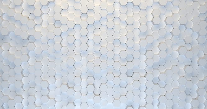 Abstract technological hexagonal background. 3d rendering. Geometric pattern. Graphic design elementfor wallpaper.