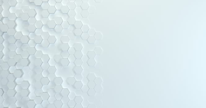 Abstract technological hexagonal background. 3d rendering. Geometric pattern. Graphic design elementfor wallpaper.