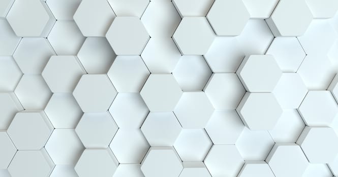 Abstract technological hexagonal background. 3d rendering. Geometric pattern. Graphic design elementfor wallpaper.