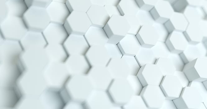 Abstract technological hexagonal background. 3d rendering. Geometric pattern. Graphic design elementfor wallpaper.