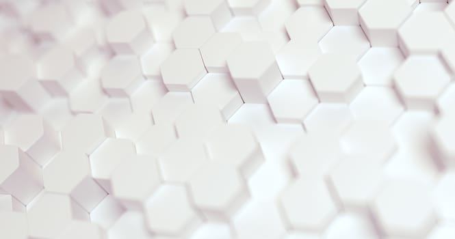 Abstract technological hexagonal background. 3d rendering. Geometric pattern. Graphic design elementfor wallpaper.