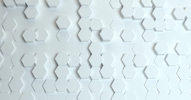 Abstract technological hexagonal background. 3d rendering. Geometric pattern. Graphic design elementfor wallpaper.