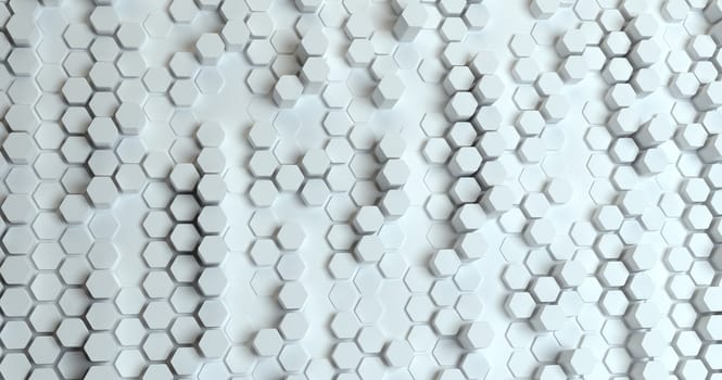 Abstract technological hexagonal background. 3d rendering. Geometric pattern. Graphic design elementfor wallpaper.