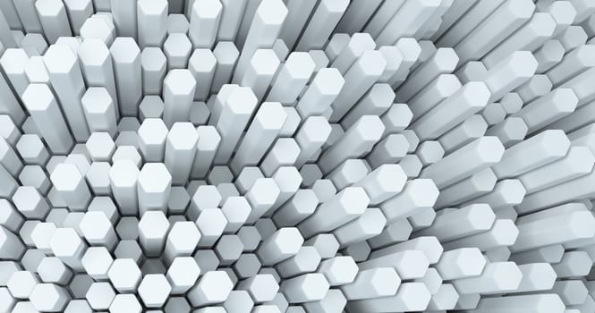 Abstract technological hexagonal background. 3d rendering. Geometric pattern. Graphic design elementfor wallpaper.