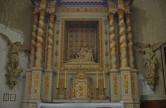 Statues in Catholic church at Avranches, France