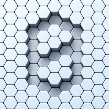 Hexagonal grid number ZERO 0 3D render illustration